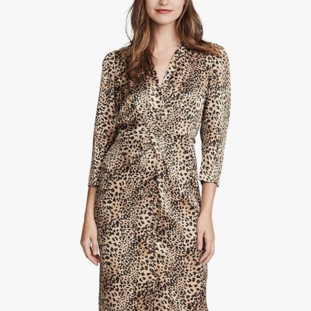 New Rebecca Taylor Women's Long Sleeve Animal Print Lynx Silk Dress Size 8